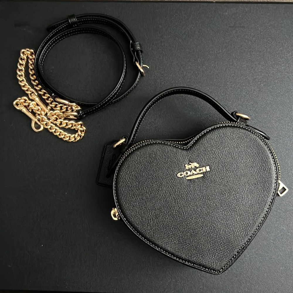 Coach heart shaped crossbody purse bag in black